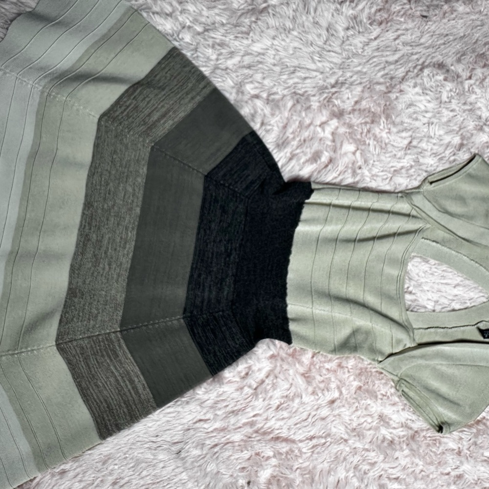 Striped Knit Dress in Green and Black
